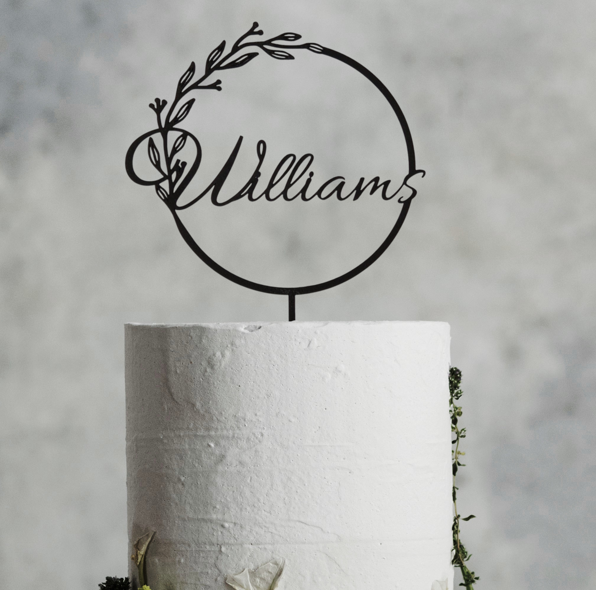 Personaliziran tortni okras (cake topper) - Priimek z vejico