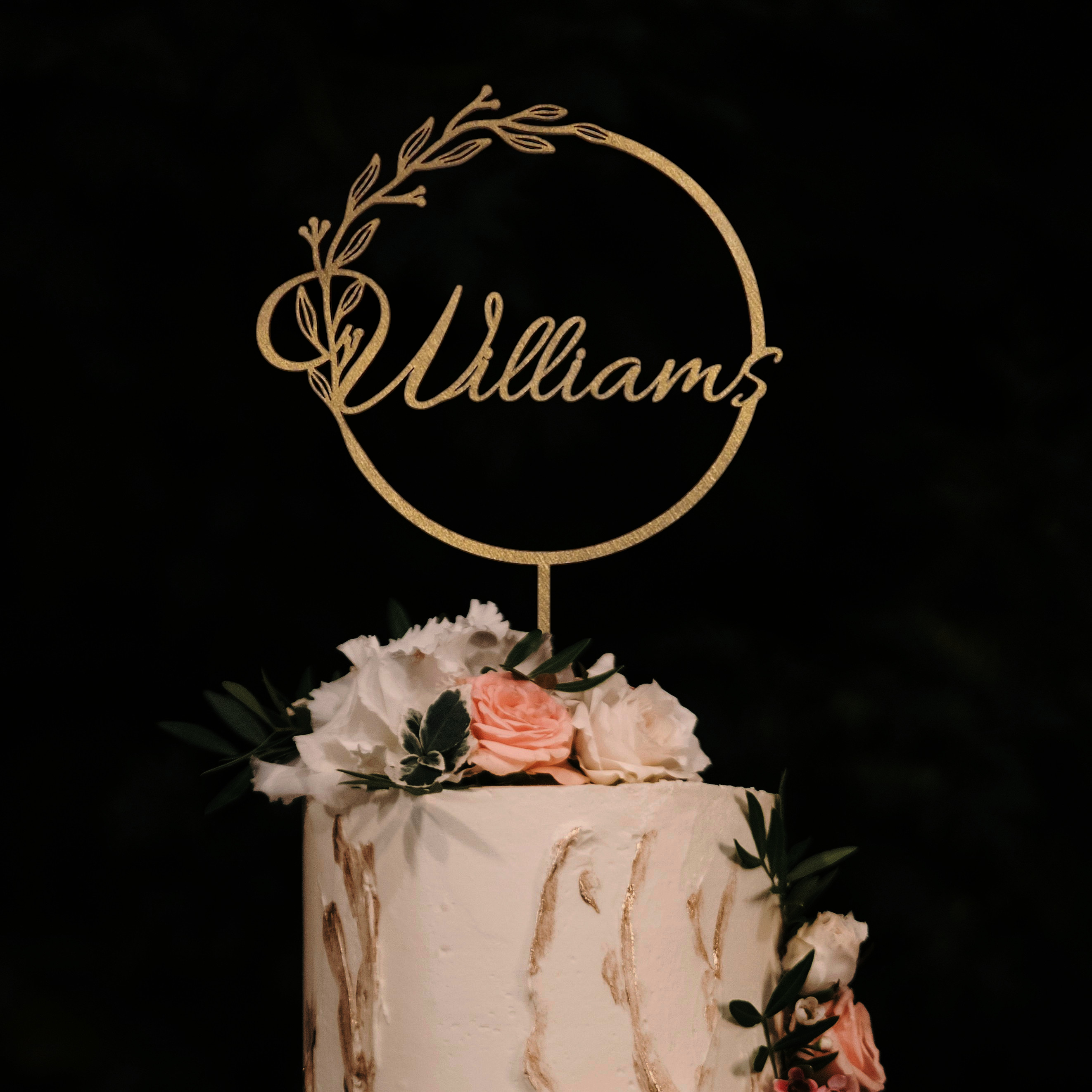 Personaliziran tortni okras (cake topper) - Priimek z vejico