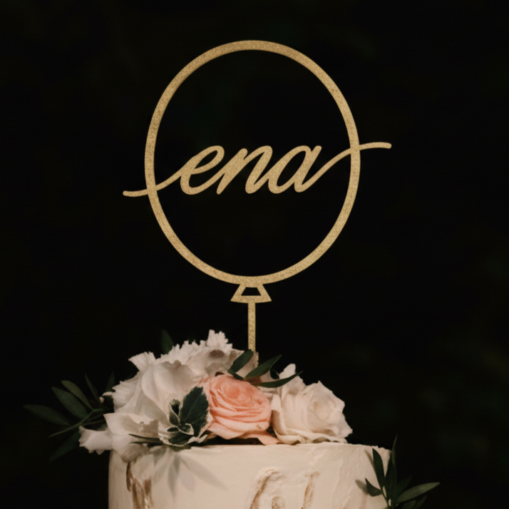 Tortni okras (cake topper) - Ena v balonu