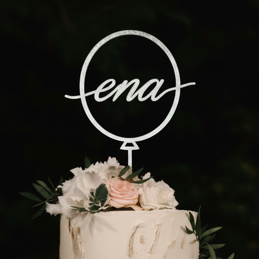 Tortni okras (cake topper) - Ena v balonu