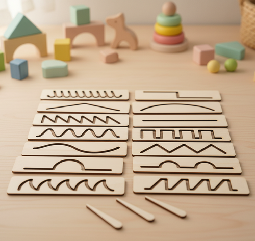 wooden graphomotoric flash cards rectangle cards montessori educational didactic toys