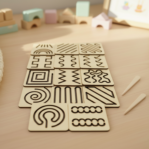 wooden graphomotoric flash cards square cards montessori educational didactic toys